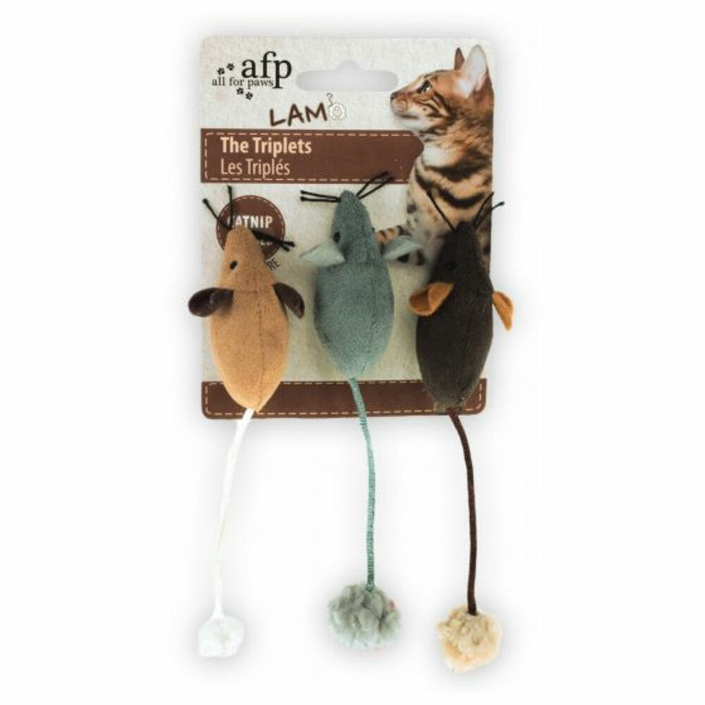 Afp Muis the Triplets Lamswol Met Catnip Assorti 7X7X3 CM 3 ST