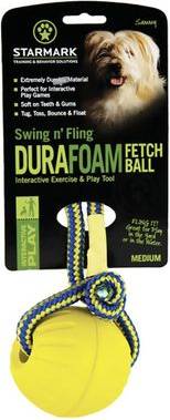 Starmark Swing 'N Fling Durafoam Fetch Bal Aan Koord MEDIUM 7 CM