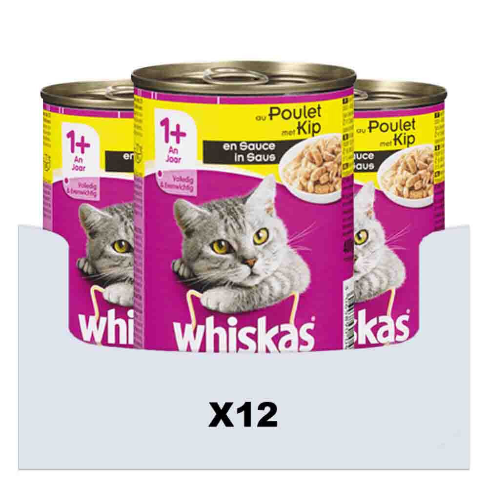Whiskas Blik Adult Brokjes in Saus Kip 12X400 GR