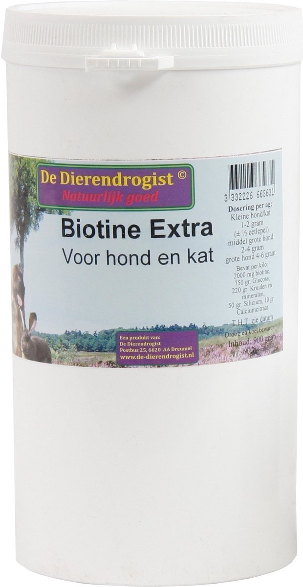 Dierendrogist Biotine Poeder+kruiden Voor Hond en Kat 900 GR