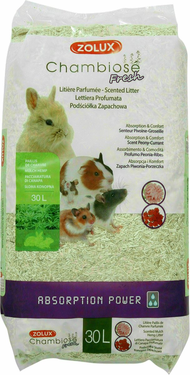 Zolux Hennepvezel Fresh Pioenroos / Aalbes Geur 30 LTR
