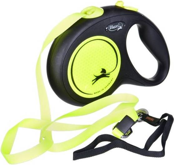 Flexi Rollijn New Classic Neon Tape Zwart / Geel L 5 MTR