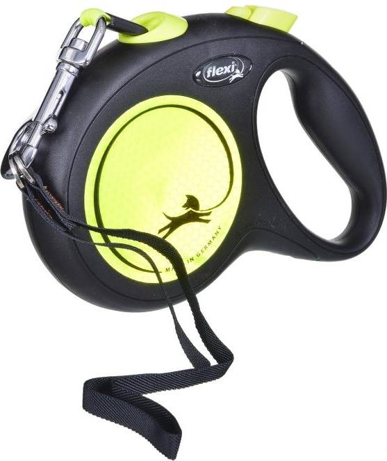 Flexi Rollijn New Classic Neon Tape Zwart / Geel L 5 MTR