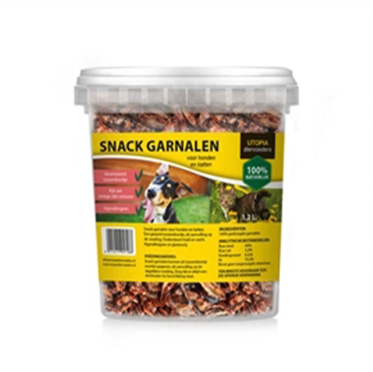 Gedroogde Snack Garnalen Voor Hond en Kat 1.2 LTR