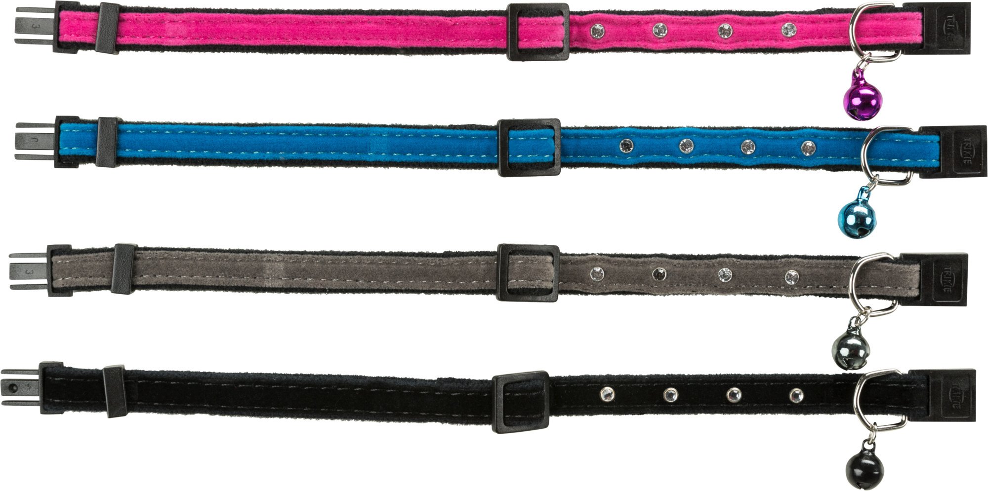 Trixie Halsband Kat Fluweel Met Strass Steentjes Assorti 4 ST