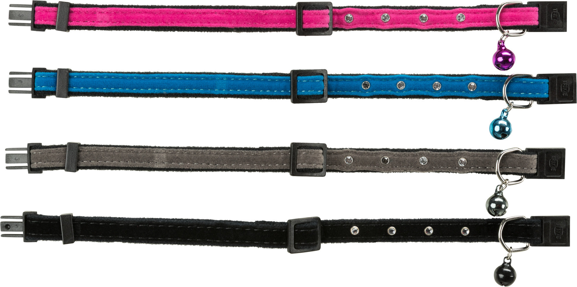 Trixie Halsband Kat Fluweel Met Strass Steentjes Assorti 4 ST
