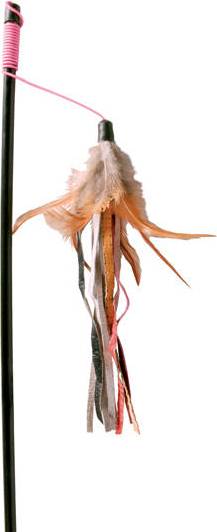 Trixie Kattenhengel Leer Met Veer Assorti 50 CM