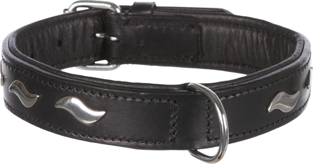 Trixie Halsband Hond Active Leer Met Golfjes Zwart 37-44X2.5 CM