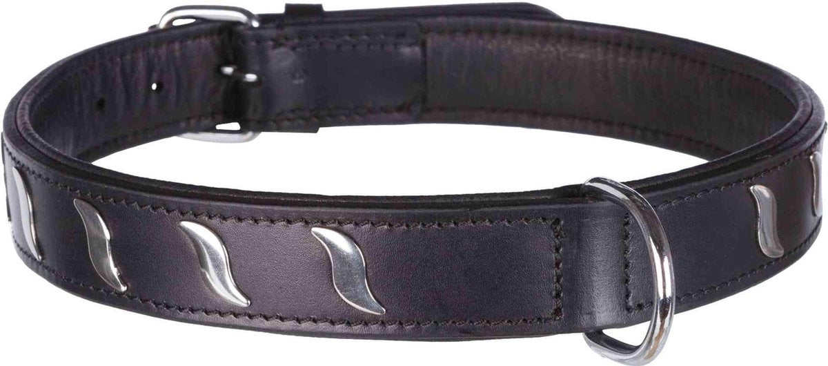 Trixie Halsband Hond Active Leer Met Golfjes Zwart 57-66X3 CM