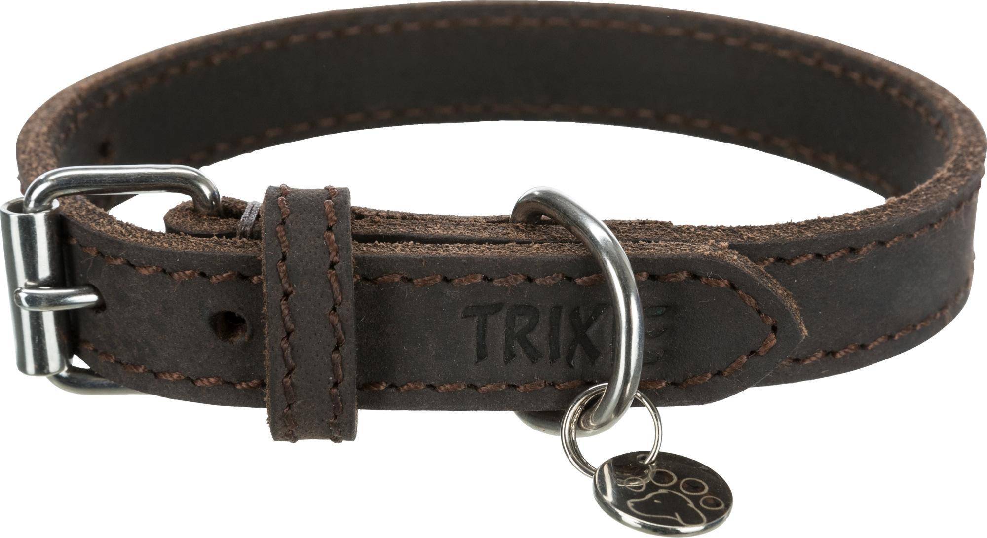Trixie Halsband Hond Rustic Vetleer Donkerbruin 27-34X1.8 CM