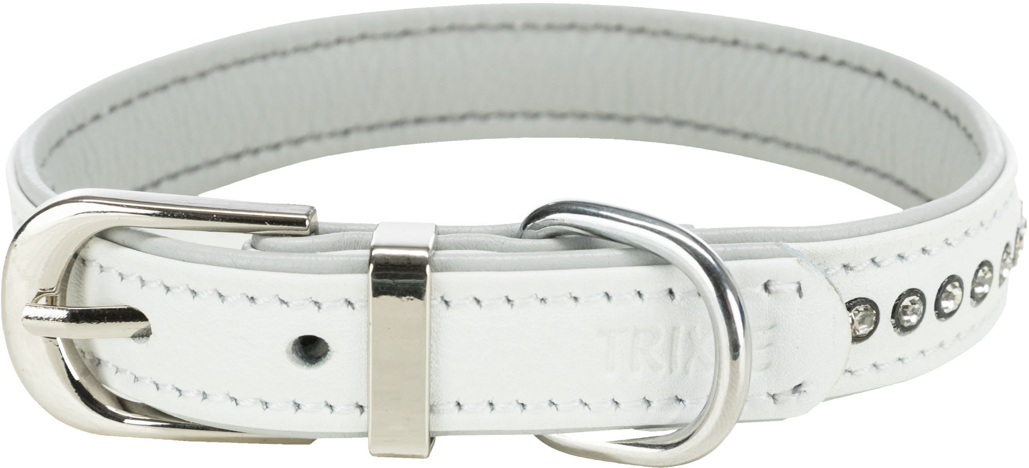 Trixie Halsband Hond Active Comfort Met Strass Steen Leer Lichtblauw 17-21X1.2 CM