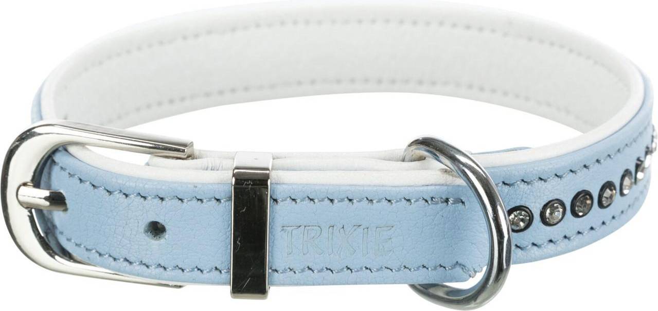 Trixie Halsband Hond Active Comfort Met Strass Steen Leer Lichtblauw 23-28X1.5 CM