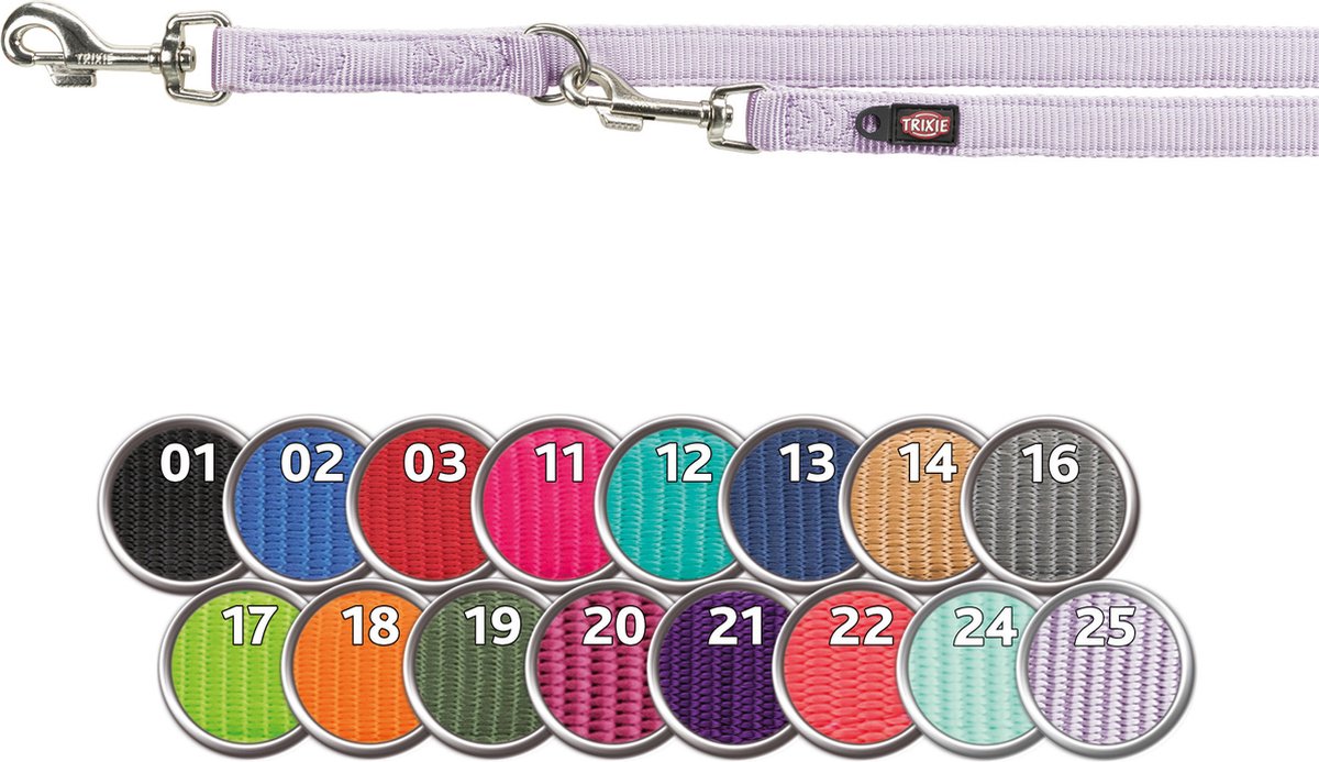 Trixie Hondenriem Premium Dubbelgestikt Verstelbaar Rood 200X2 CM