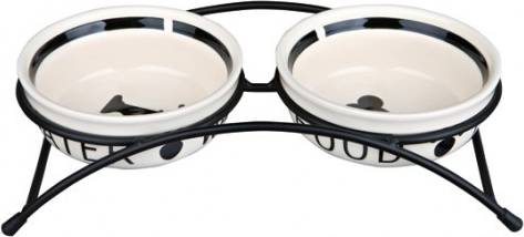 Trixie Voerbak / Drinkbak Set Eat on Your Feet Wit / Zwart 2X250 ML 13CM