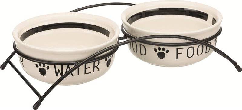 Trixie Voerbak / Drinkbak Set Eat on Your Feet Wit / Zwart 2X1.6 LTR 20 CM