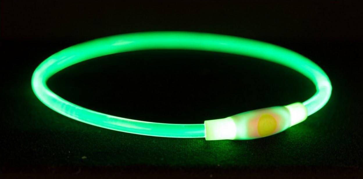 Trixie Lichtgevende Halsband Usb Flash Light Oplaadbaar Tpu Groen 65X0.8 CM