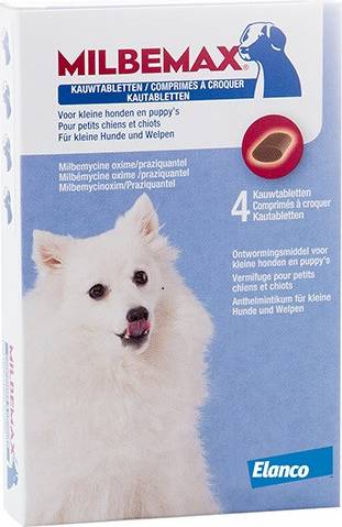 Milbemax Kauwtablet Ontworming Puppy / Kleine Hond 4 TBL