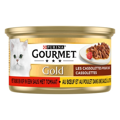 Gourmet Gold Cassolettes Duet Van Vlees in Saus Met Tomaten 24X85 GR
