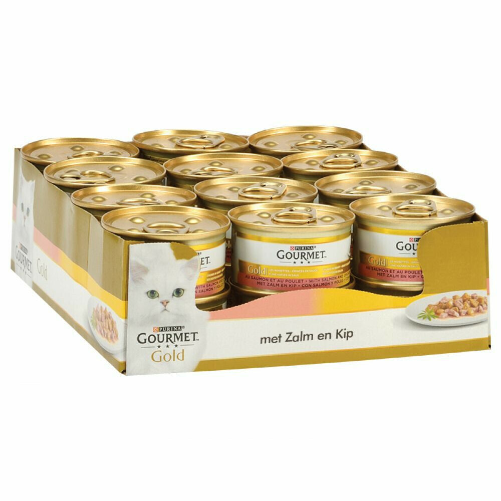 Gourmet Gold Fijne Hapjes Zalm / Kip 24X85 GR