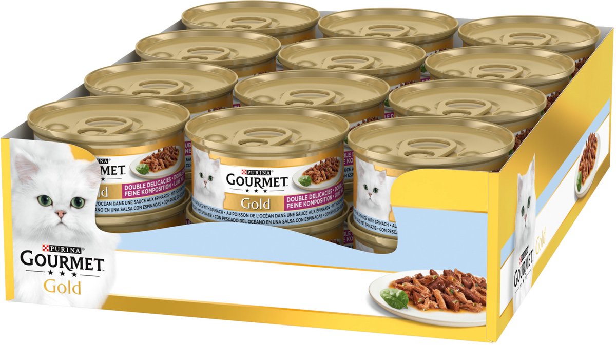 Gourmet Gold Luxe Mix Zeevis in Saus Met Spinazie 24X85 GR