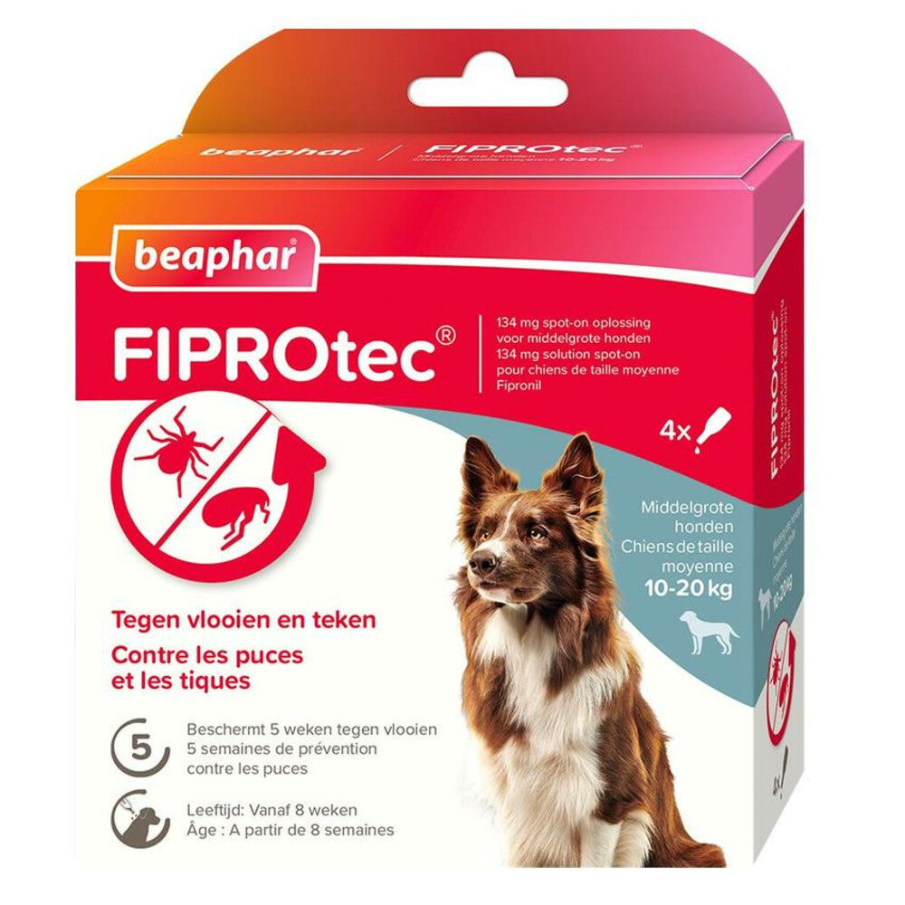 Beaphar Fiprotec Hond Tegen Teken en Vlooien 10-20 KG 3+1 PIP