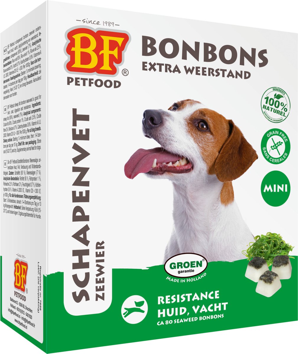 Bf Petfood Schapenvet Mini Bonbons Zeewier 80 ST