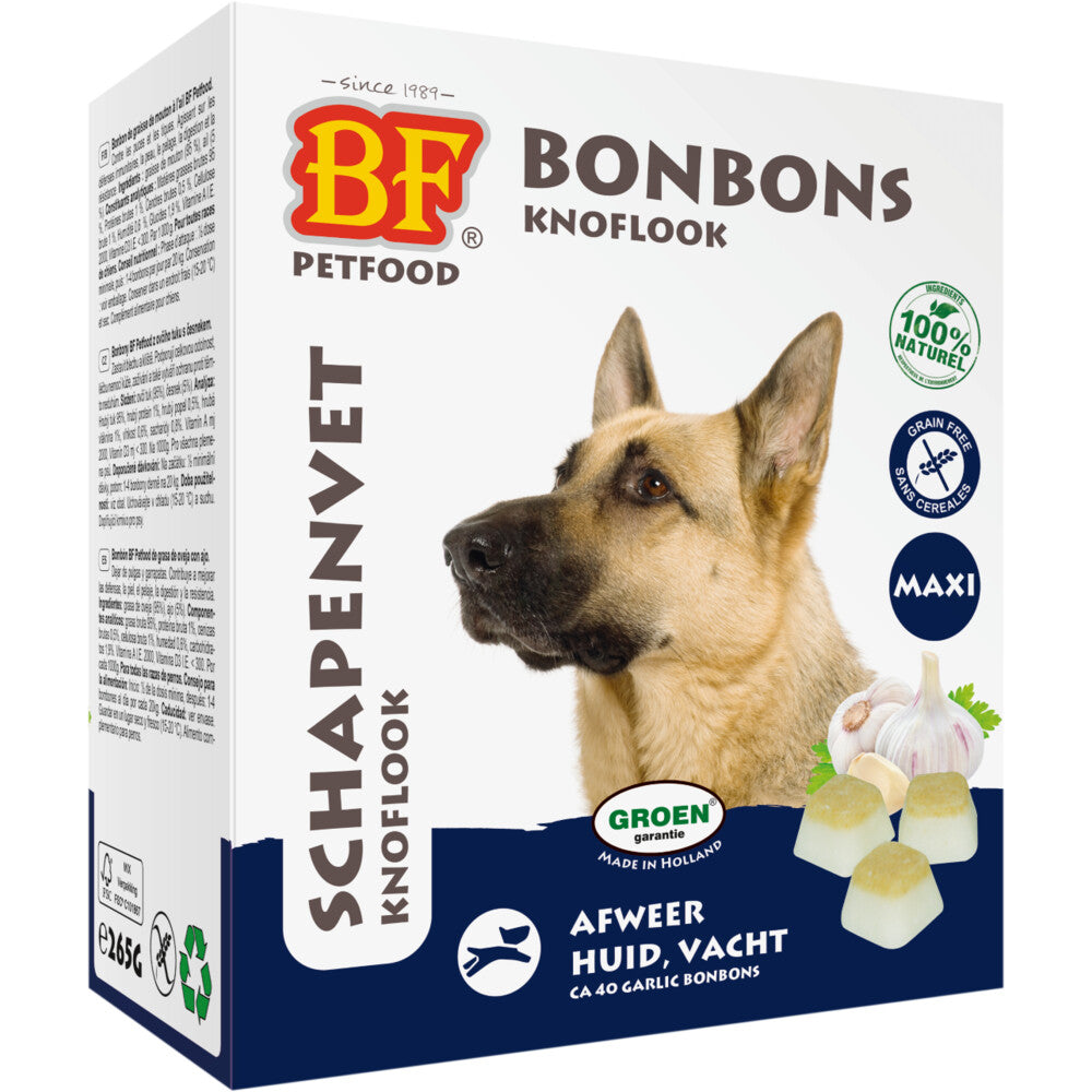 Bf Petfood Schapenvet Maxi Bonbons Knoflook 40 ST