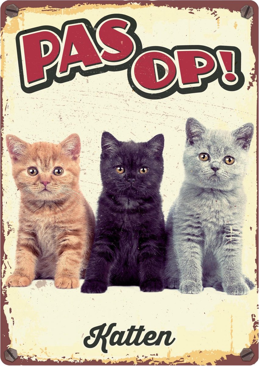 Plenty Gifts Waakbord Blik Katten 15X21 CM