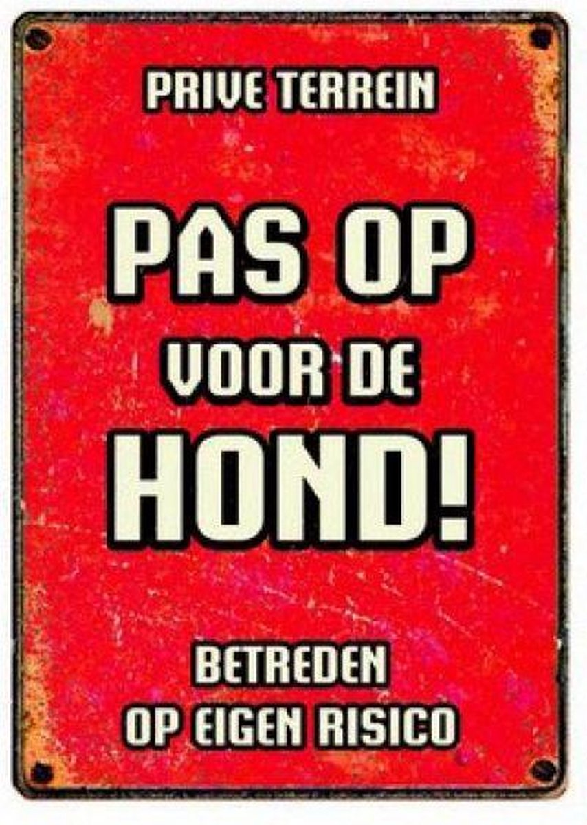 Plenty Gifts Waakbord Blik Pas Op Voor De Hond 15X21 CM