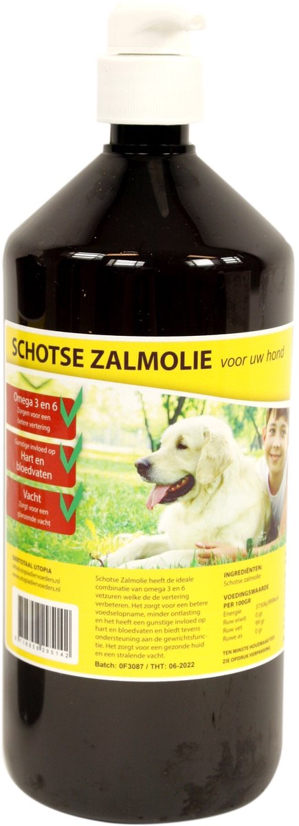 Utopia Diertotaal Zalmolie Naturel Met Pompje 1 LTR
